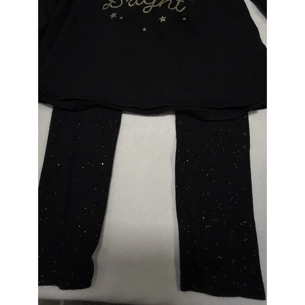 Jumping Beans Shine Bright Black Glitter Top 5T & Cat & Jack Sparkle Leggings 4T